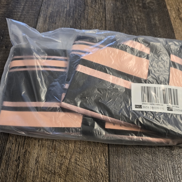 🩷NEW Victoria's Secret Black and Pink Striped Tote Bag - Picture 6 of 6